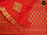 Pure Kanchipuram Saree: Gold and Copper Zari Butties and Fully Stitched Blouse