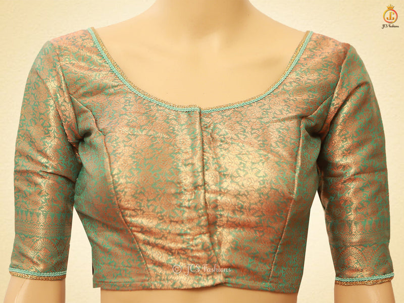 Indian Traditional Soft Silk Cotton Saree With Brocade Blouse