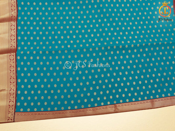 Korvai Semi Silk Saree With Maggam Work Blouse, Blue And Maroon