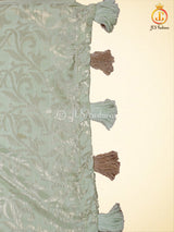 Green Banarasi Crepe Soft Silk Saree With Chiknakari Weaving Blouse