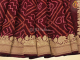 Maroon Pure Khaddi Georgette Rai Bandhej Saree, Silk Mark Certified