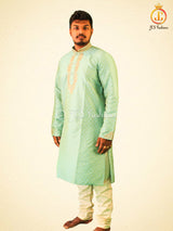 Silk Kurta Pajama Set with Embroidery & Zari Work