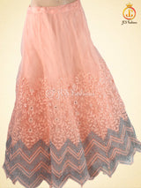 Traditional Embroidery And Mirror Work Soft Net Lehenga