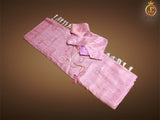 Golden Zari Weaving Peachy pink Soft Silk Saree With Fully stitched Blouse