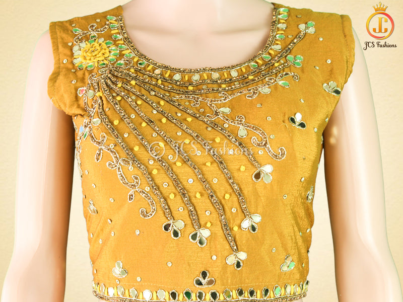 Mirror Work And Crop Top style Silk Lehenga With Net Dupatta
