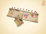 Semi Munga Silk Weaving Saree With floral prints, Fully Stitched blouse