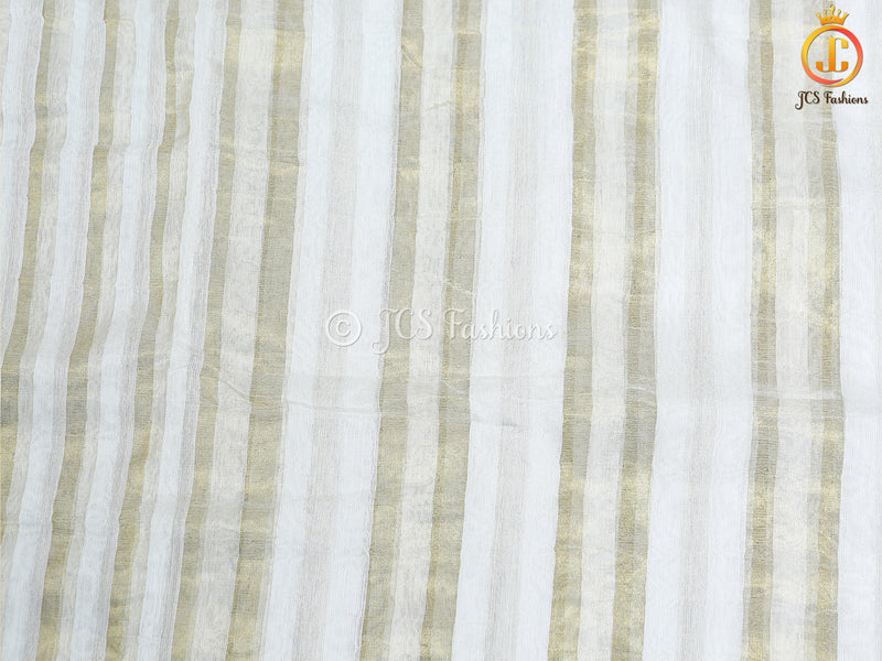 Modal Silk Saree With Golden zari striped, Fully stitched blouse.