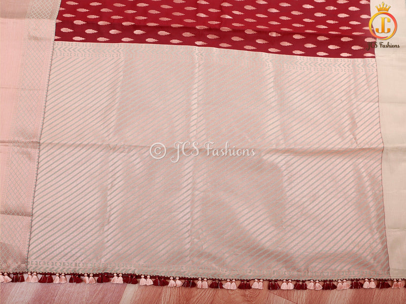 Korvai Buttas Semi Silk Saree With Maggam Work Blouse