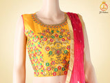 Weaving Zari Buttie Silk Lehenga With Dual Shade Soft Net Dupatta