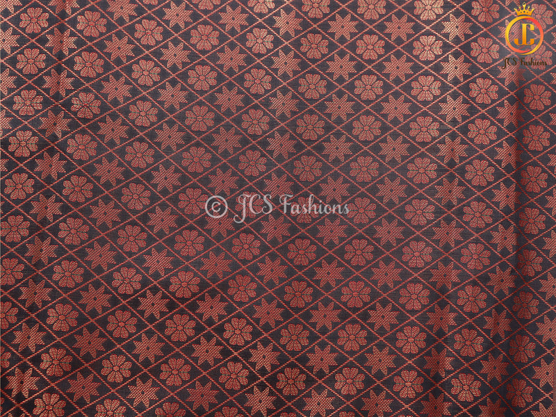 Black Copper Zari Soft Silk Saree With fully stitched Blouse