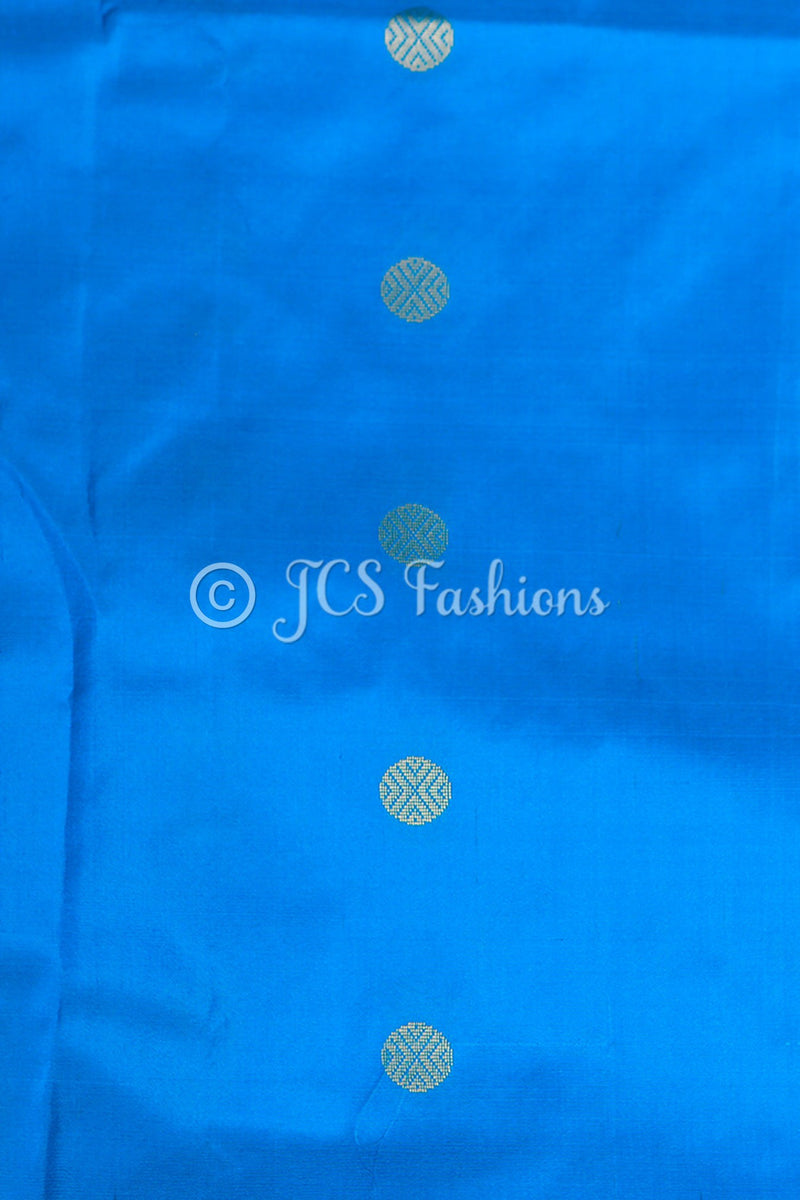 Kanjivaram Paithani Saree, Fully Stitched blouse, Blue and Red.