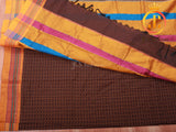 Ilkal Saree - Brown Mercerized Soft Cotton Silk Saree With Running Blouse, Gift Saree