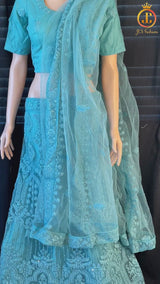 Heavy Designer Lehenga in Blueish Green