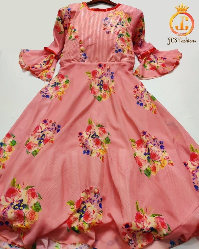 Beautiful Floral Printed Designer long frock