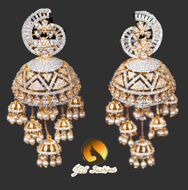 Beautiful American Diamond Jhumki Earrings