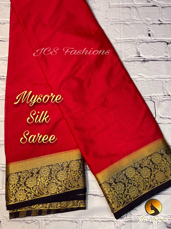 Big Border Mysore Silk Saree With Separate Blouse Piece