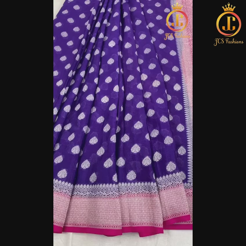 Beautiful Banarasi Silk Saree, Pure Khaddi Georgette SAREE JCS Fashions