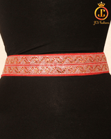 Gold Fashion Stretchable Hip Chain in Red