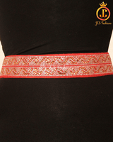 Gold Fashion Stretchable Hip Chain in Red