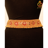 Aari work hip belt - Red stones 30" - 36"