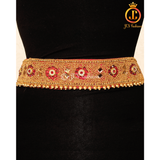 Aari work hip belt - Red stones 30" - 36"