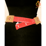 Red Stone Aari Work Hip Belt 30"-36" - Traditional Elegance