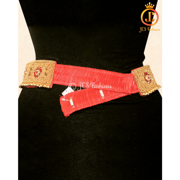 Aari work hip belt - Red stones 30" - 36"
