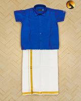 Boys Silk Dhoti and Shirt Set