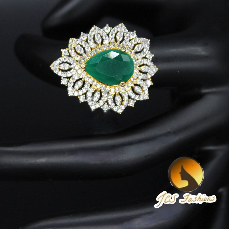 Open Flexible Adjustable finger Ring in american diamond Stone