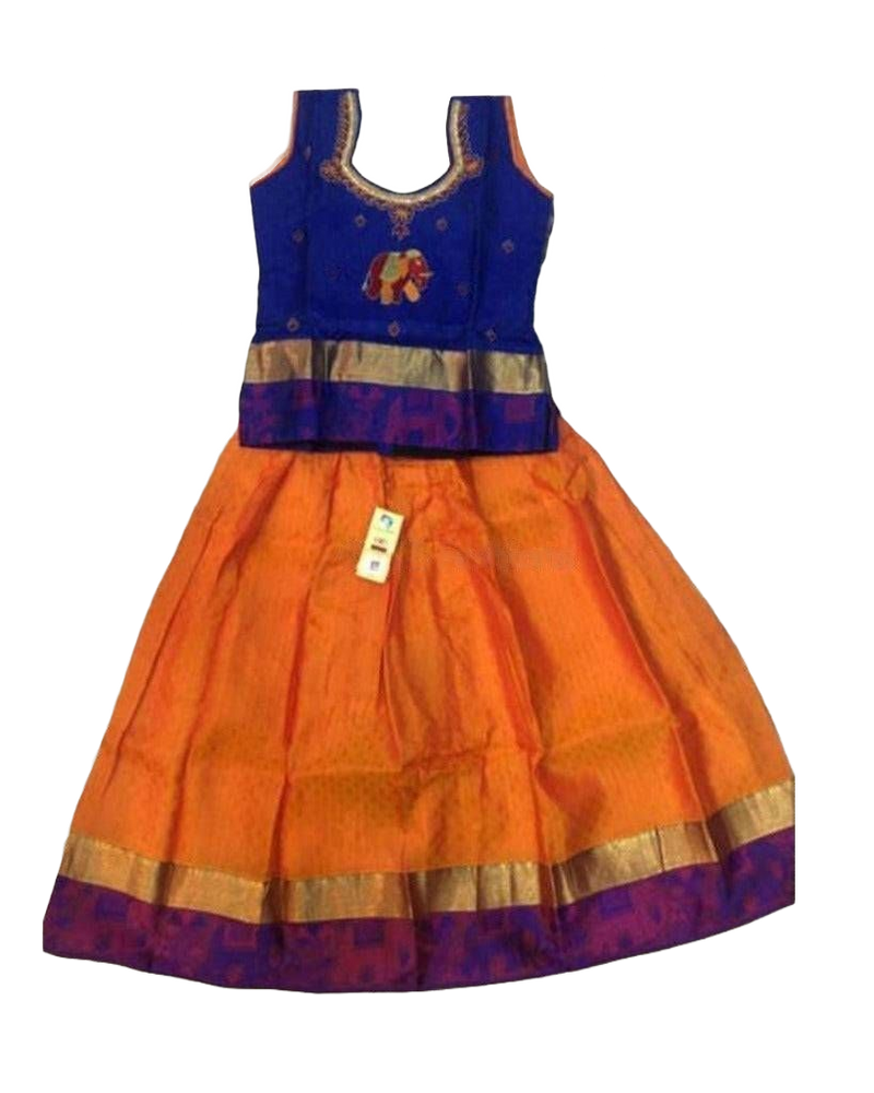 Pure Silk Pattu Paavadai Set | Kids Lehanga | 8 Years Old