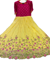 Exquisite Heavy Beads and Sequins work Long Frock in Yellow.