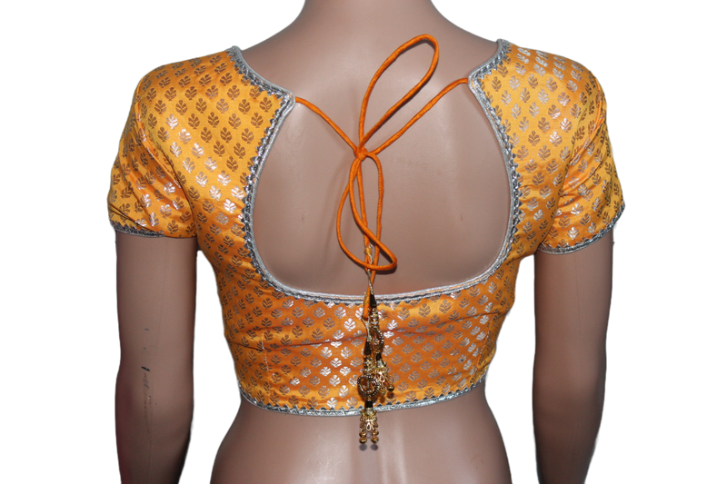 Beautiful Dark yellow Banarasi brocade blouse| Readymade Blouse| Size 40