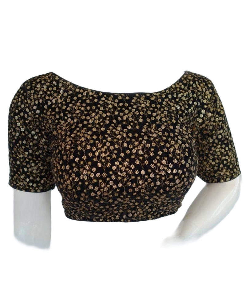 Stunning Velvet Floral Sequence Work Fully Stitched  Blouse