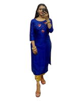 Women's Beautiful Hand Crafted Soft Silk Kurtie with Plazzo Pant