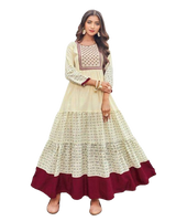 Heavy Cotton Long gown With Frill. Indian Designer Kurti.