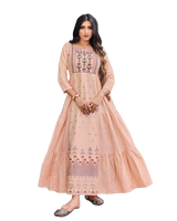 Heavy Cotton Long gown With Frill. Indian Designer Kurti.