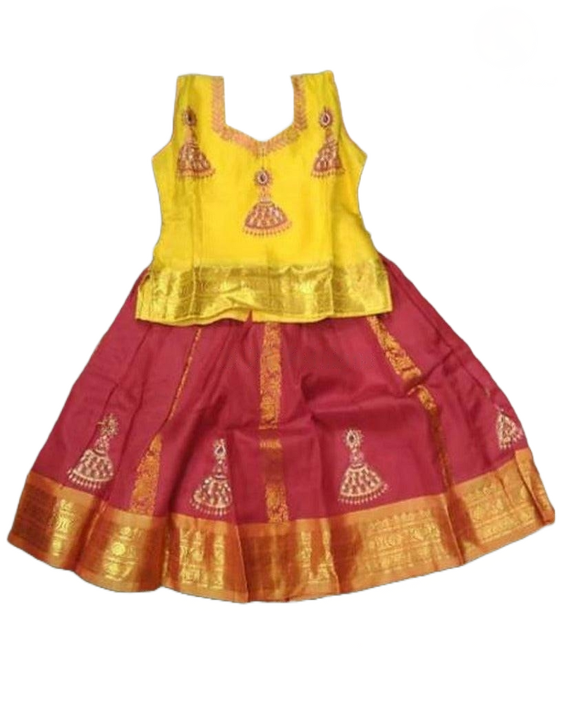 Pure Silk Pattu Paavadai Set | Kids Lehanga | 2 Years Old