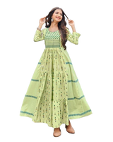 Heavy Cotton Long gown With Frill. Indian Designer Kurti.