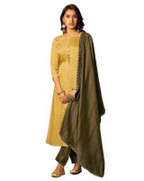 Fancy hand work 3 piece Salwar suit in Mustard