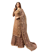 Kurta And skirt With Dupatta in Brown Color