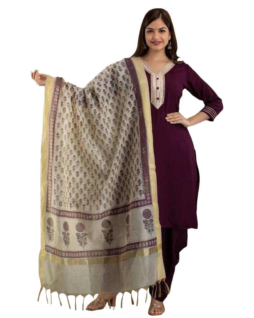 Heavy gota lace work kurti with patiala pant Kurti JCS Fashions Brown Medium (38)