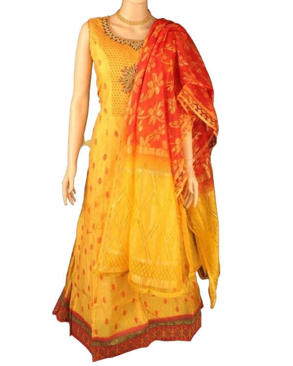 Long Gown Set in Chanderi fabric