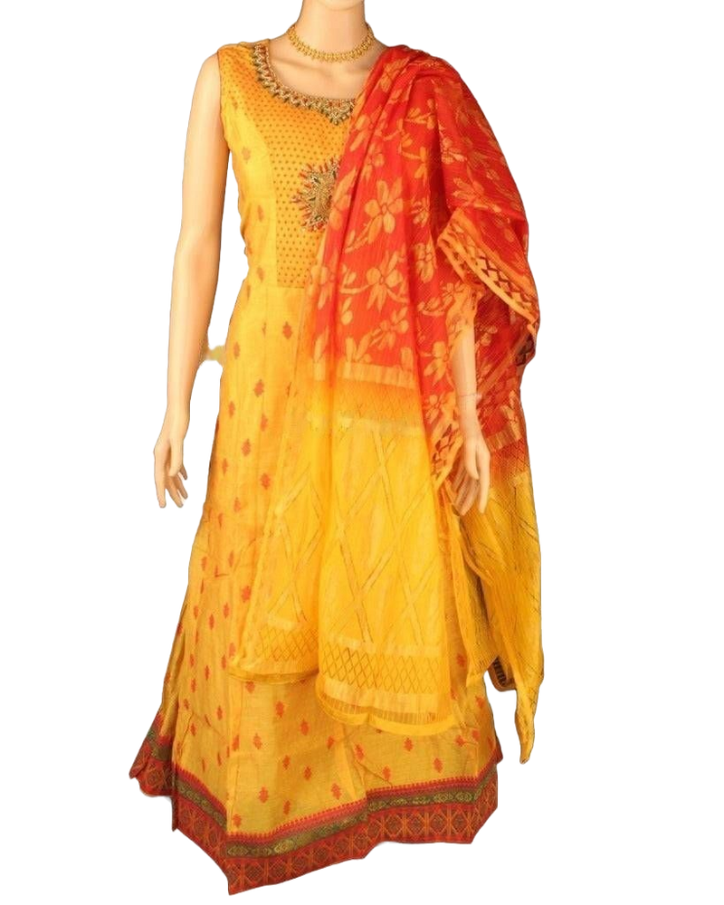 Long Gown Set in Chanderi fabric