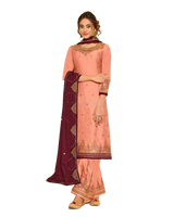 Soft Silk Three Piece salwar suit In Peach
