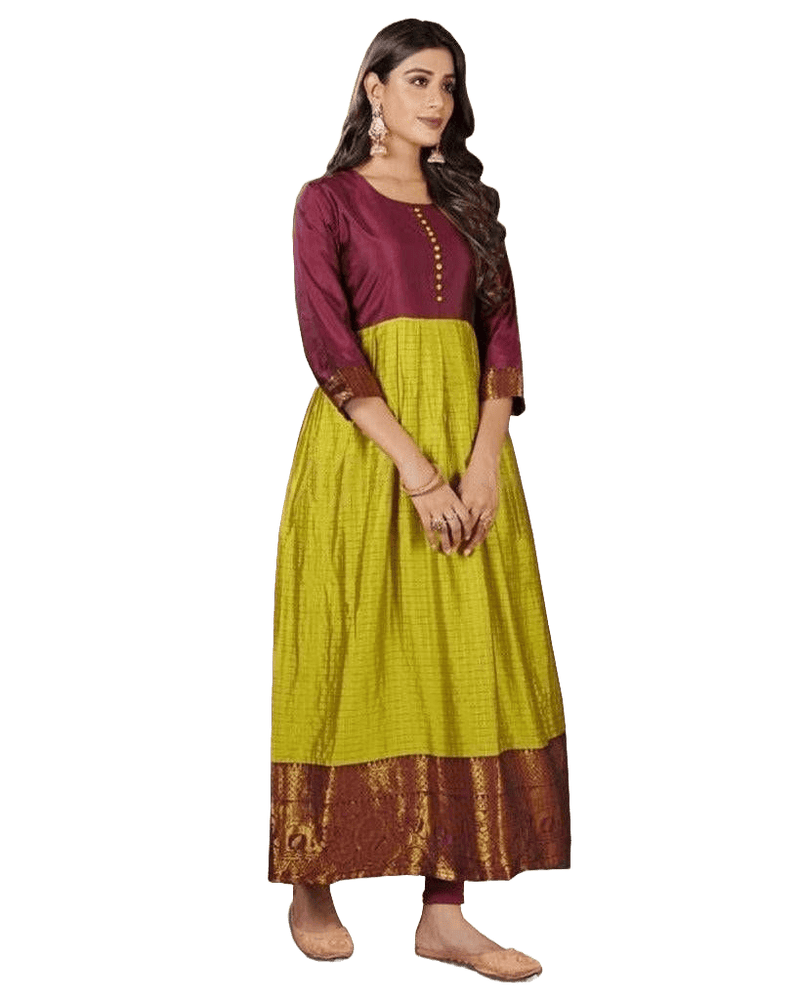Silk Weaving Kurti with Jacquard Border