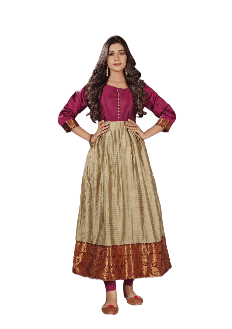Silk Weaving Kurti with Jacquard Border
