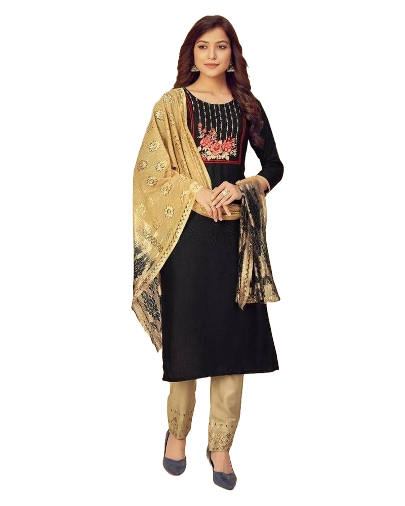 Rayon Slub Embroidery Work Salwar