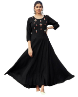 Rayon Gown With Embroidery and Mirror work