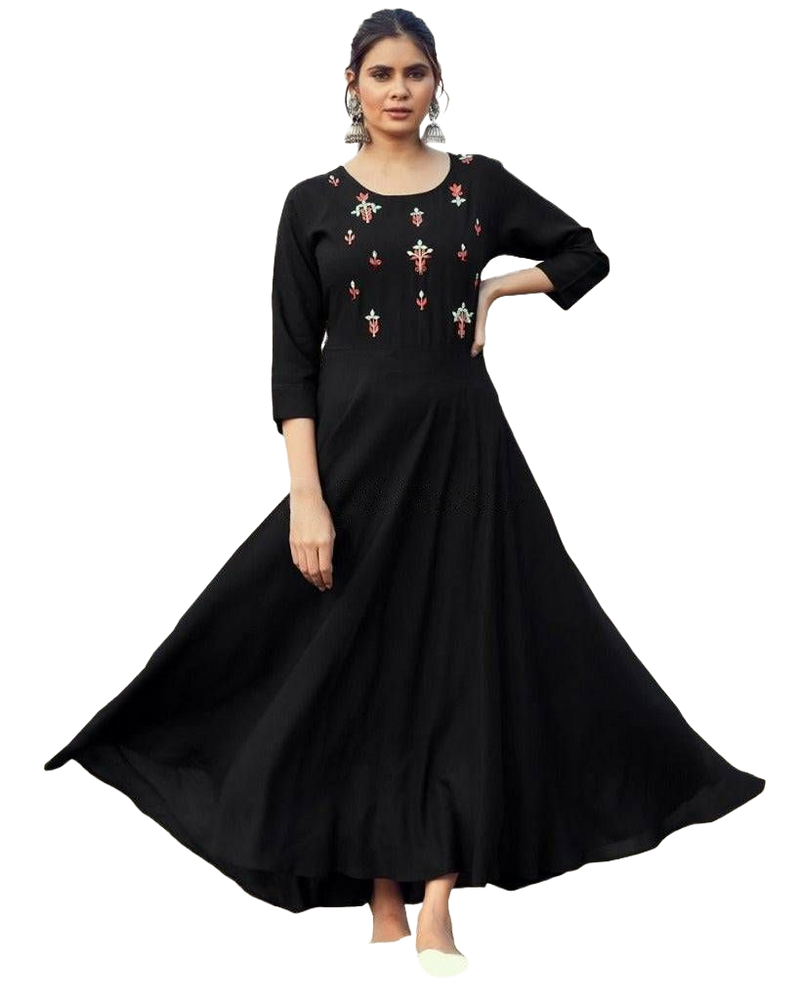 Rayon Gown With Embroidery and Mirror work