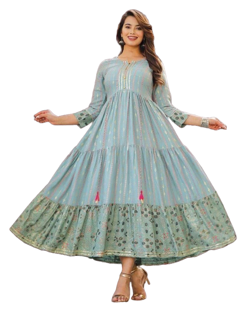 Stylish Rayon Bollywood Style Indian Kurti Gown. Ships from USA